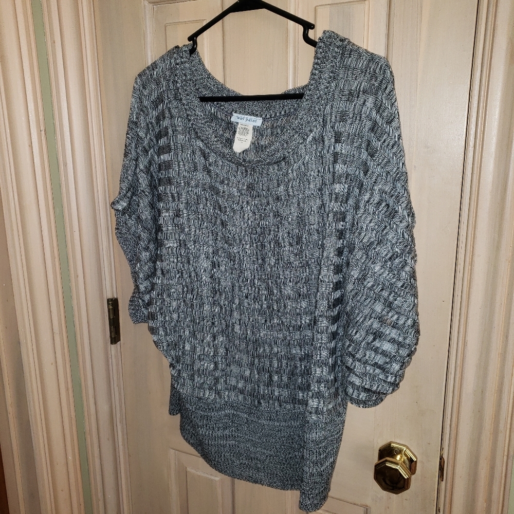 Womens plus sz 1X Black Gray sweater by Wet Paint
